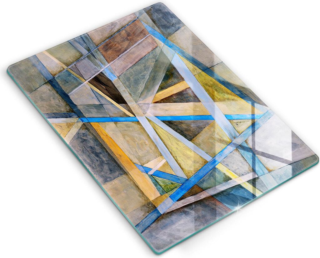 Abdeckung Glas - Küchenabdeckung - 40x52 cm - Abdeckplatte - Gemalte Linienabstraktion
