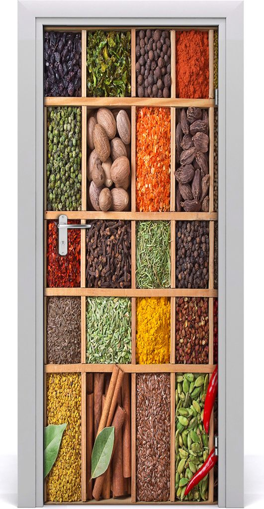 Tulup Türaufkleber 75x205 cm Dekorative Aufkleber Selbstklebend Wasserdichte Tapete Abnehmbar Schlafzimmer Wohnzimmer Wohnkultur - bunte Gewürze