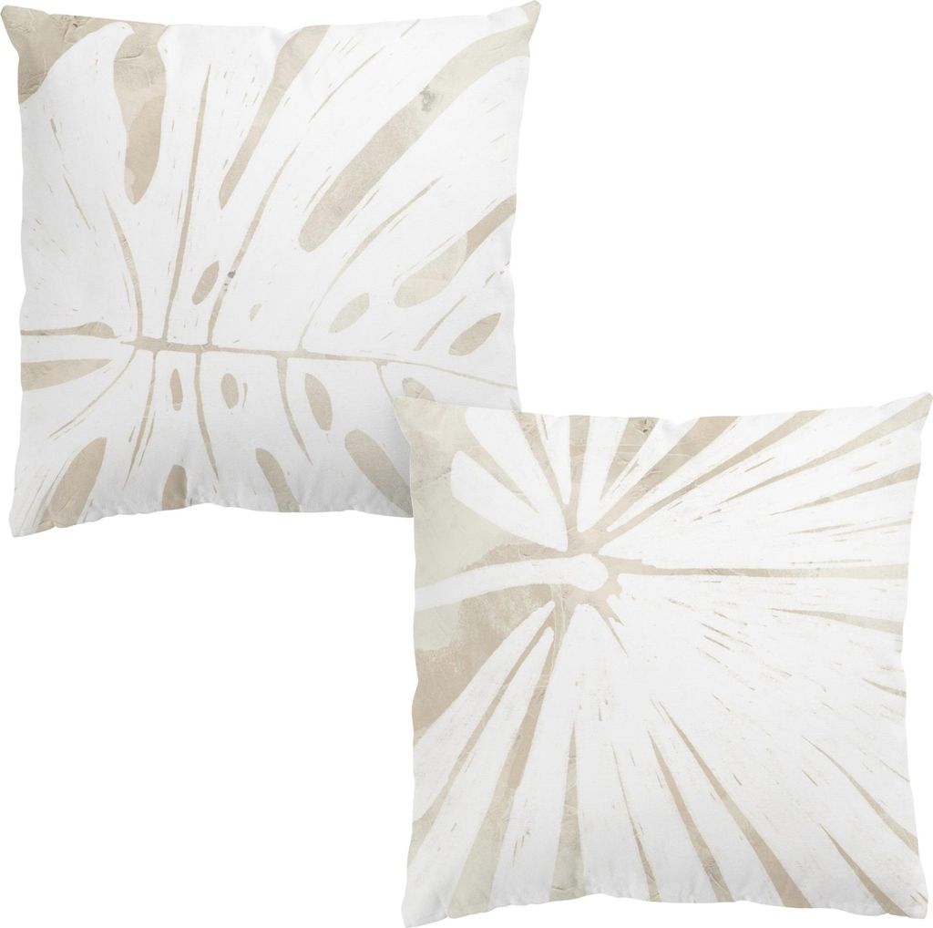 Dekokissen 2-teilig originell drinnen / Indoor Zierkissen Samt waschbar Design beige Sofakissen mit Füllung