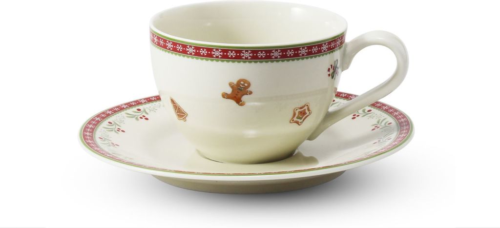 Tasse und Untertasse, Weihnachtsporzellan, Lebkuchen, 0,20 l, Leander