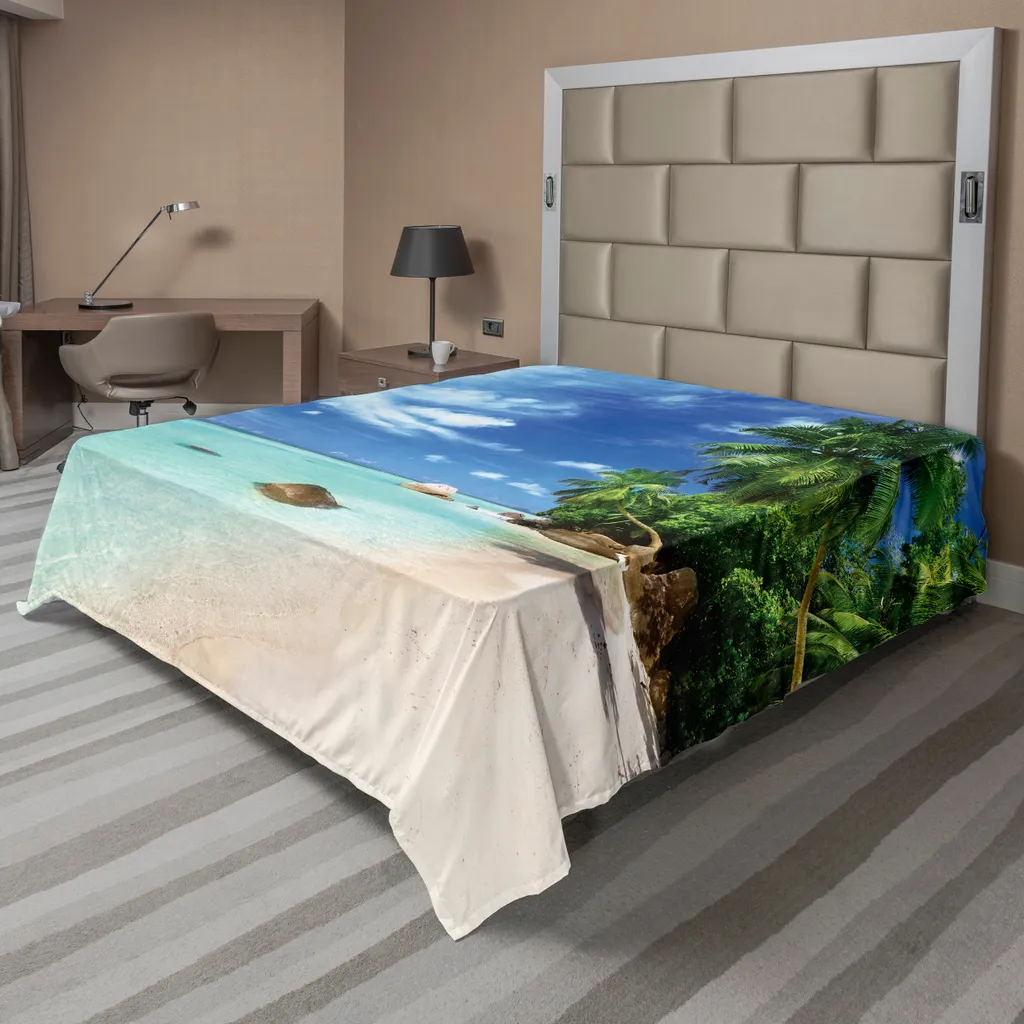 Drap de lit Doux 260x228 cm Anti-Plis Vue Plage pour Sommeil Réparateur