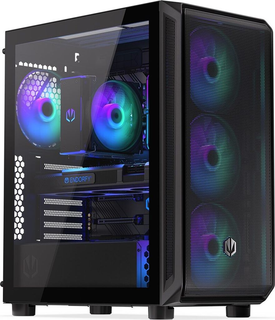 A computer case with RGB lighting.