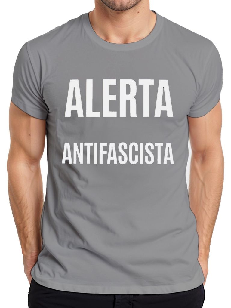 Alerta Antifascista Protest Aktivist Linke Politik Geschenk Retro Herren T-Shirt, Grau, M