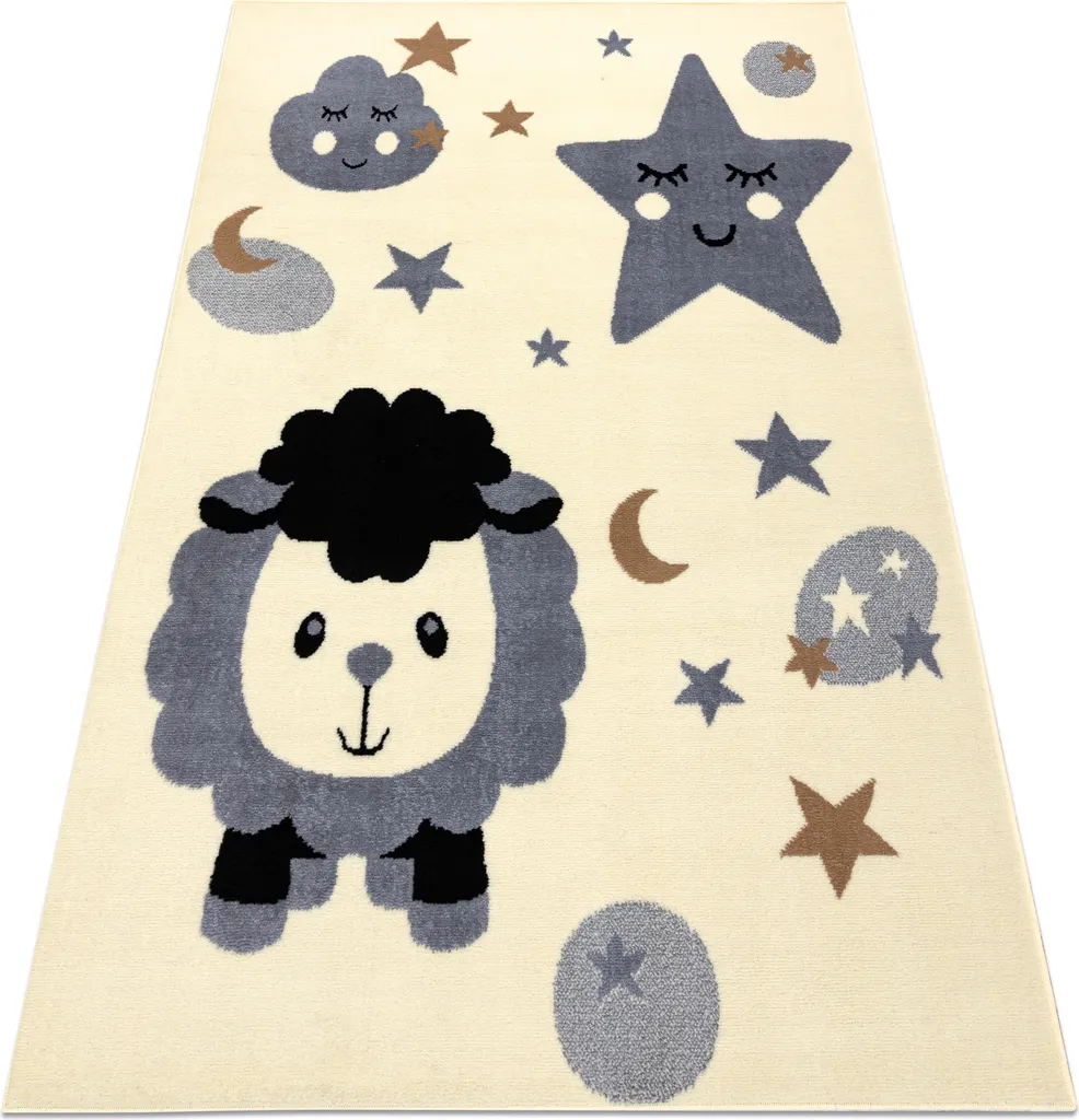 Tapis de salon aspect laine mouton crème gris beige 160x220 FLASH
