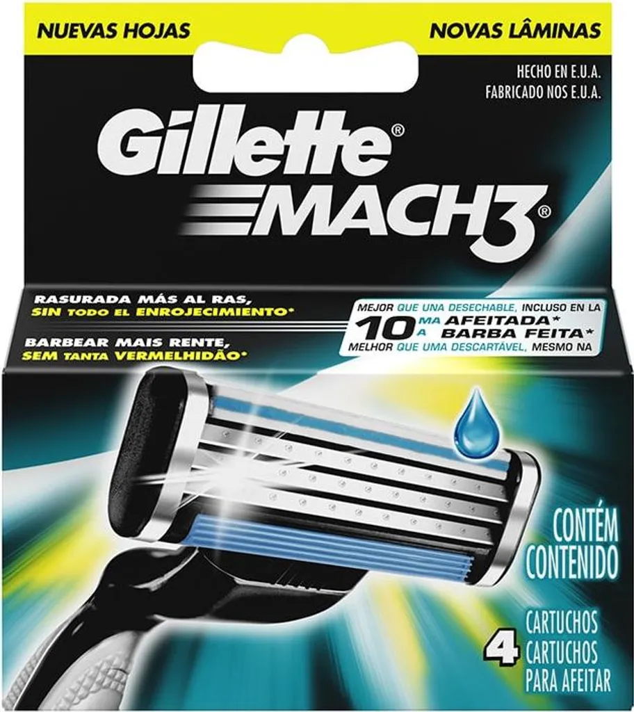 Gillette Mach3 Lames de Rechange Anti-Irritations - Pack de 4 Unités