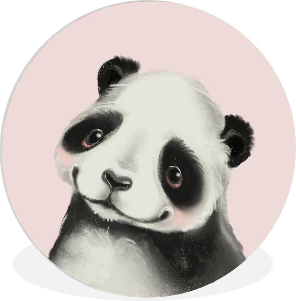 MuchoWow Rundes Wandbild - Runde Bilder Panda - Kinder - Rosa Ø 90 cm Kreis Wanddekoration Kunststoff - Wandkreis - Wandschmuck - Wand-Kreis - W...