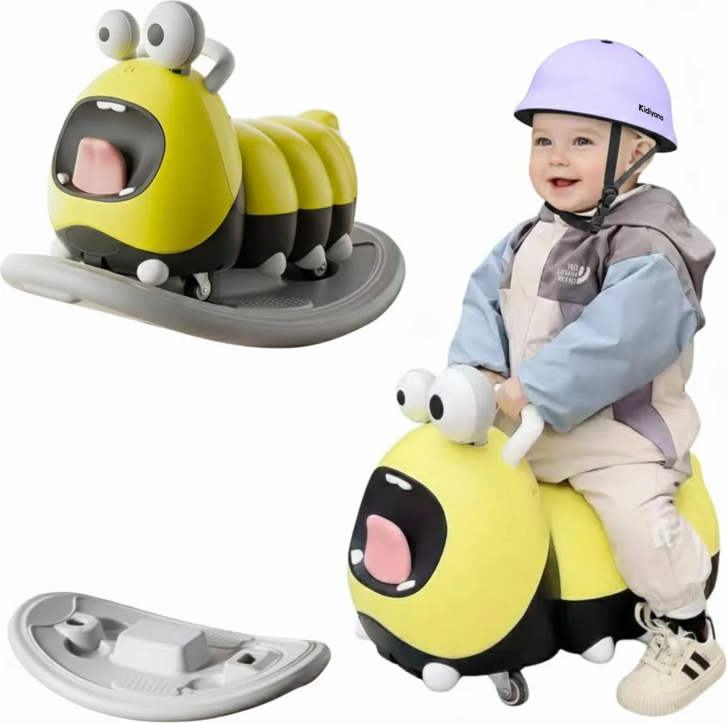 Kidiyana Véhicule à Glisser Jaune avec Casque Violet XS - Set 2-en-1