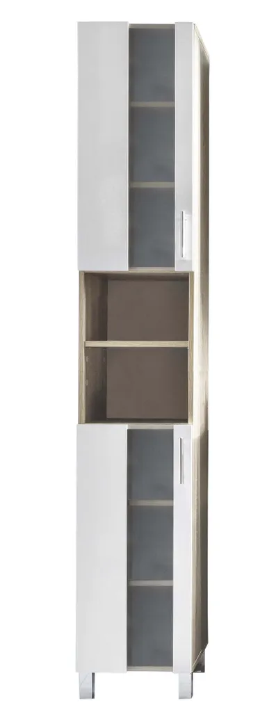 Rangement de salle de bain vertical Rootz, meuble haut chêne gain de place