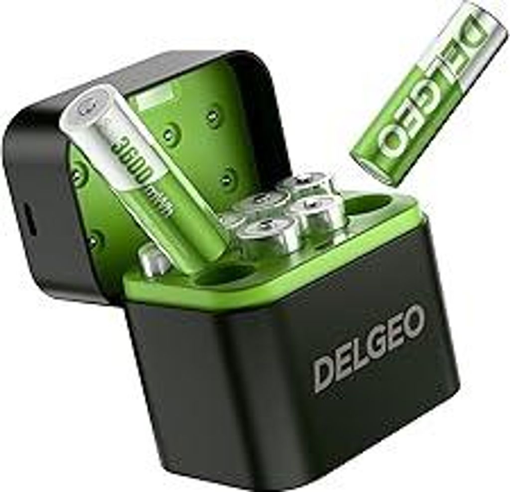 Wiederaufladbare Lithium Akkus AA 8 Pack mit Ladegerät, 3600mWh Hohe Kapazität 1.5V AA Batterien, Lang anhaltende wiederaufladbare Lithium Batter...