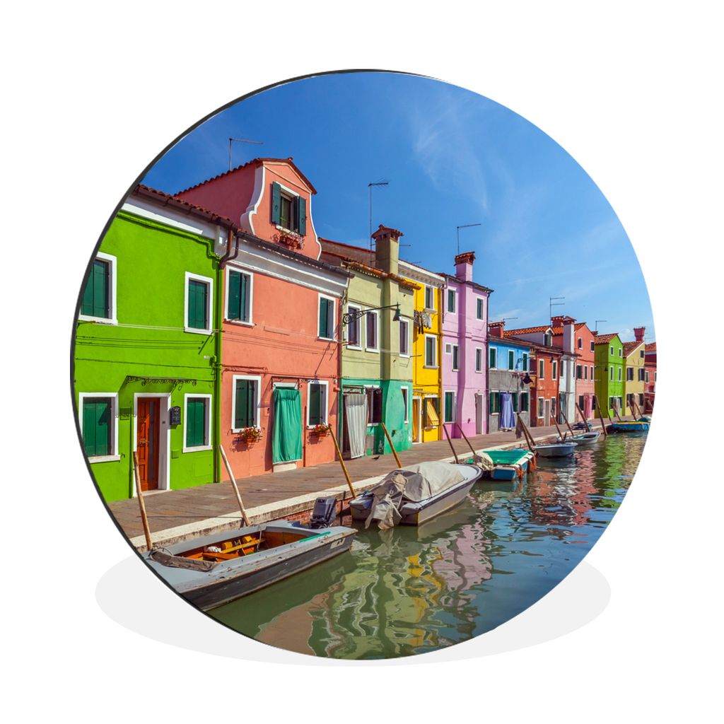MuchoWow Aluminium Wandkreis Boote - Immobilien - Venedig Ø 60 cm Wanddeko Modern Wohnzimmer - Wand Kreis - Wandbild - Schlafzimmer - Aluminium ...