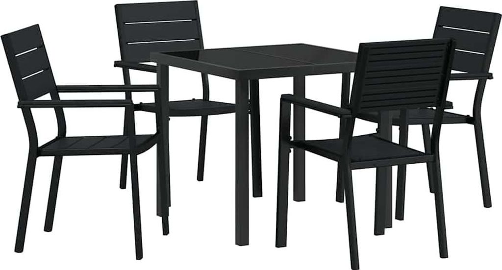 Garten Essgruppe 5 pcs Schwarz Pulverbeschichteter Stahl