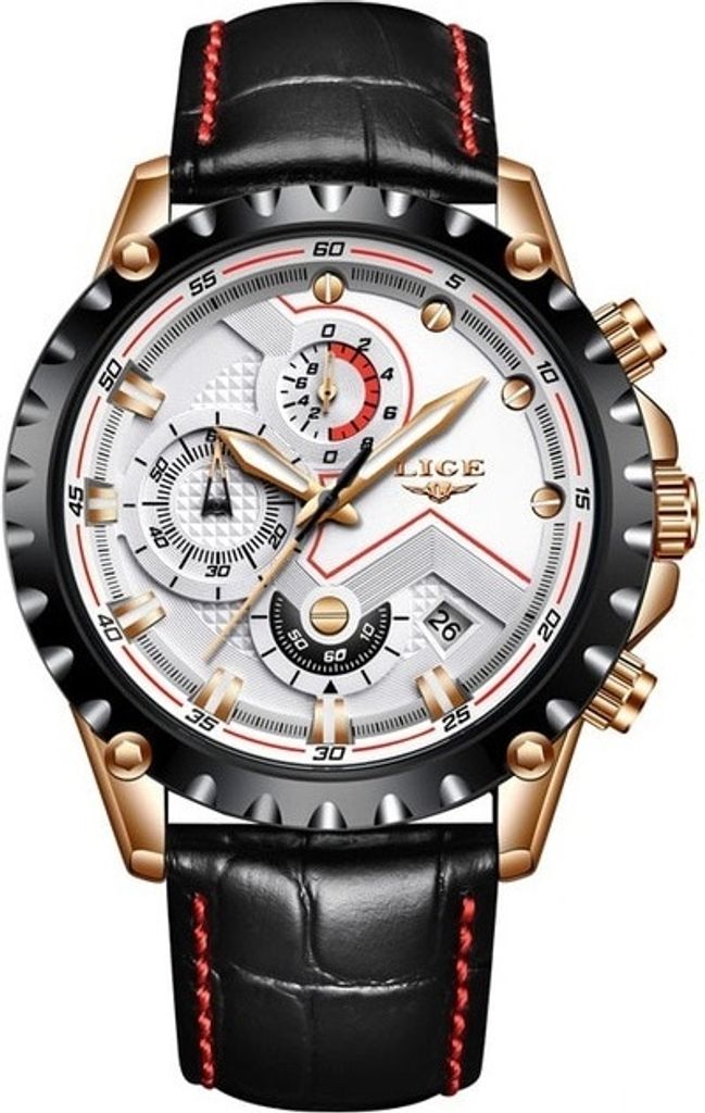 Uhr LIGE LU-4063 - Elegante Herrenuhr Schwarz/Weiß KP4063