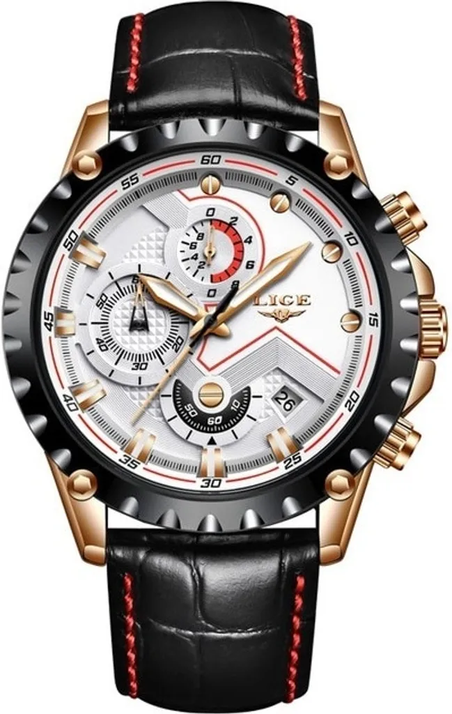 Montre LIGE Luxury Homme KP4063 - Quartz Haute Précision Noir et Blanc