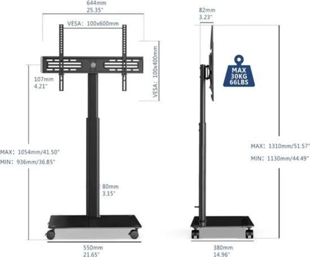 Support TV mobile pivotant pour éviter les reflets - Écrans de 32 à 60"