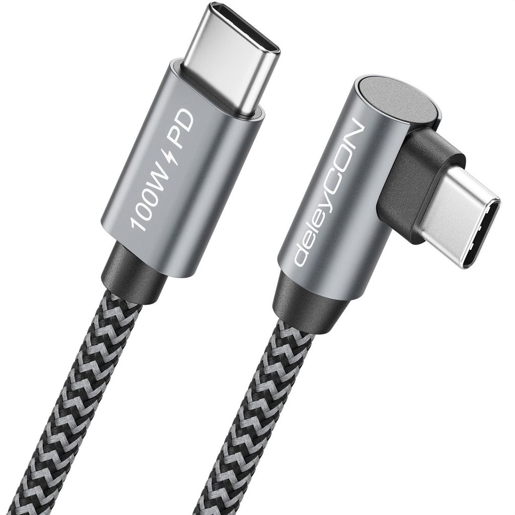 deleyCON 2m 100W USB C Ladekabel Winkel 90 Grad - C auf C - Produktbild 