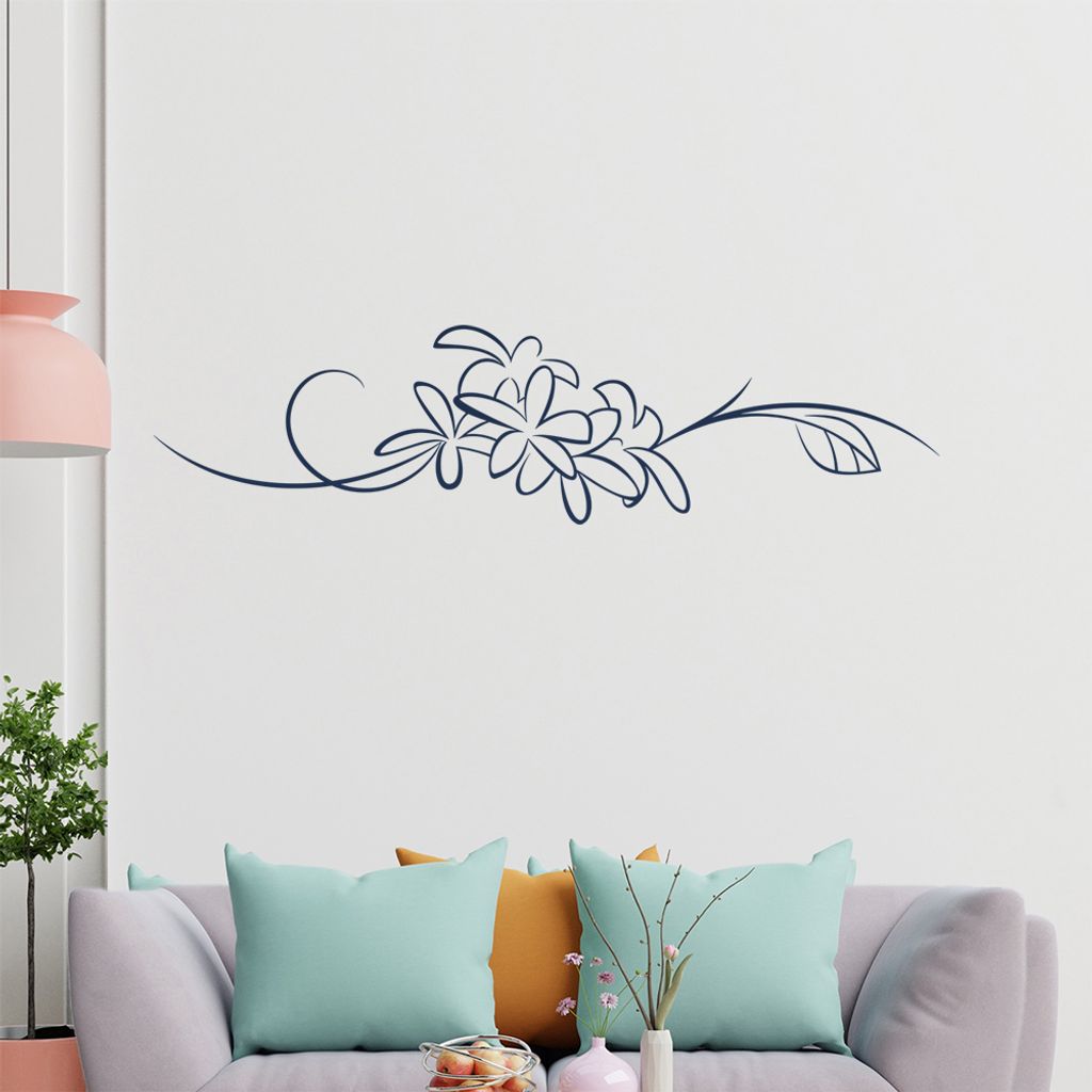 Blumen - Linien Wandtattoo in 6 Größen - Wandaufkleber Wall Sticker - Dekoration, Küche, Wohnzimmer, Schlafzimmer, Badezimmer