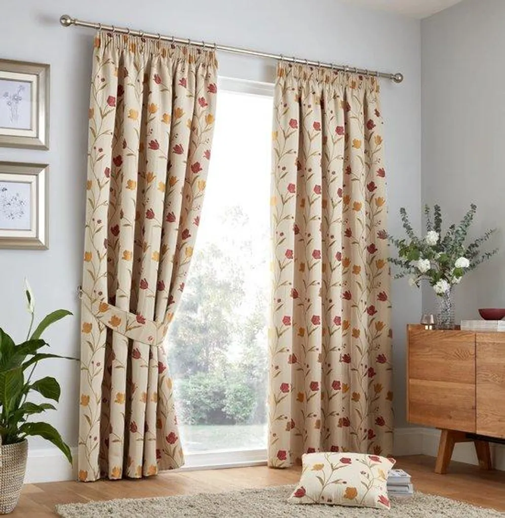 Rideaux isolants matelassés à motifs floraux lot de 2 100% polyester