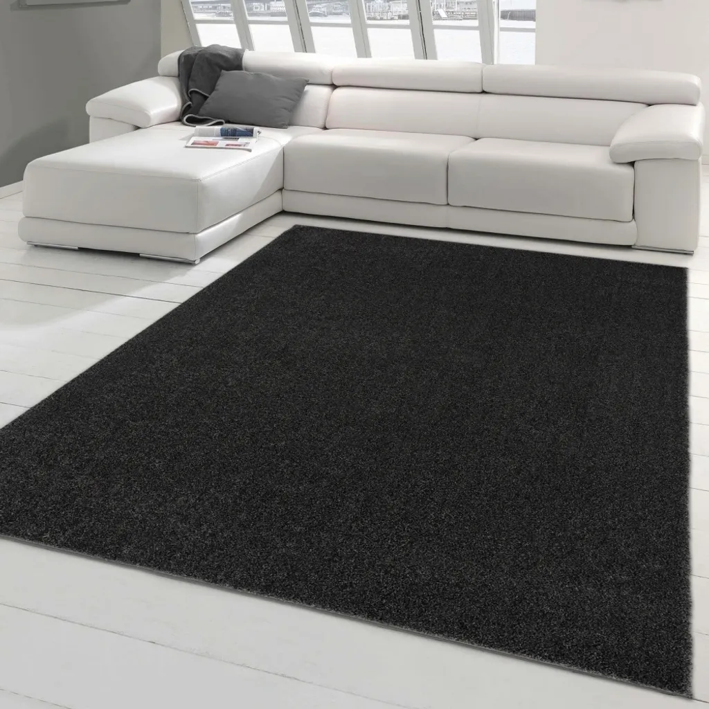 Grand tapis rectangulaire 140x200 anthracite pour décoration de salon