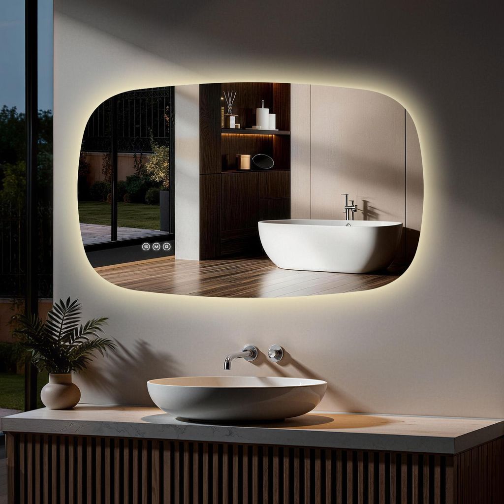 S'AFIELINA 80×50 cm Badspiegel mit Beleuchtung Oval LED Produktbild 