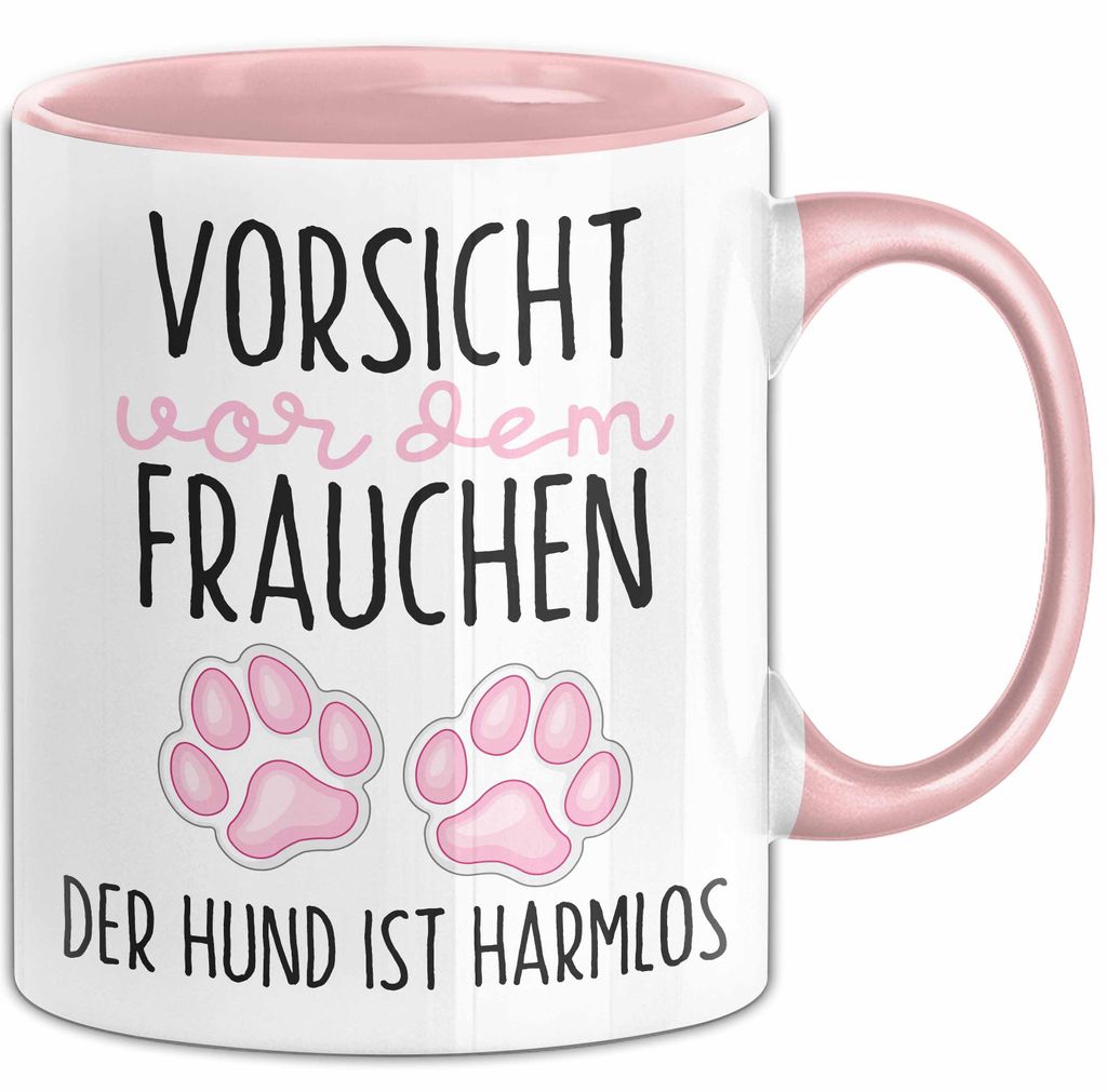 Hundeliebhaber Tasse Geschenk Lustiger Spruch Vorsicht Vor Dem Frauchen (Rosa)