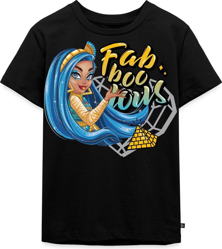 Spreadshirt Monster High Cleo De Nile Fab-Boo-Lous Kinder Premium T-Shirt, 98/104 (2 Jahre), Schwarz