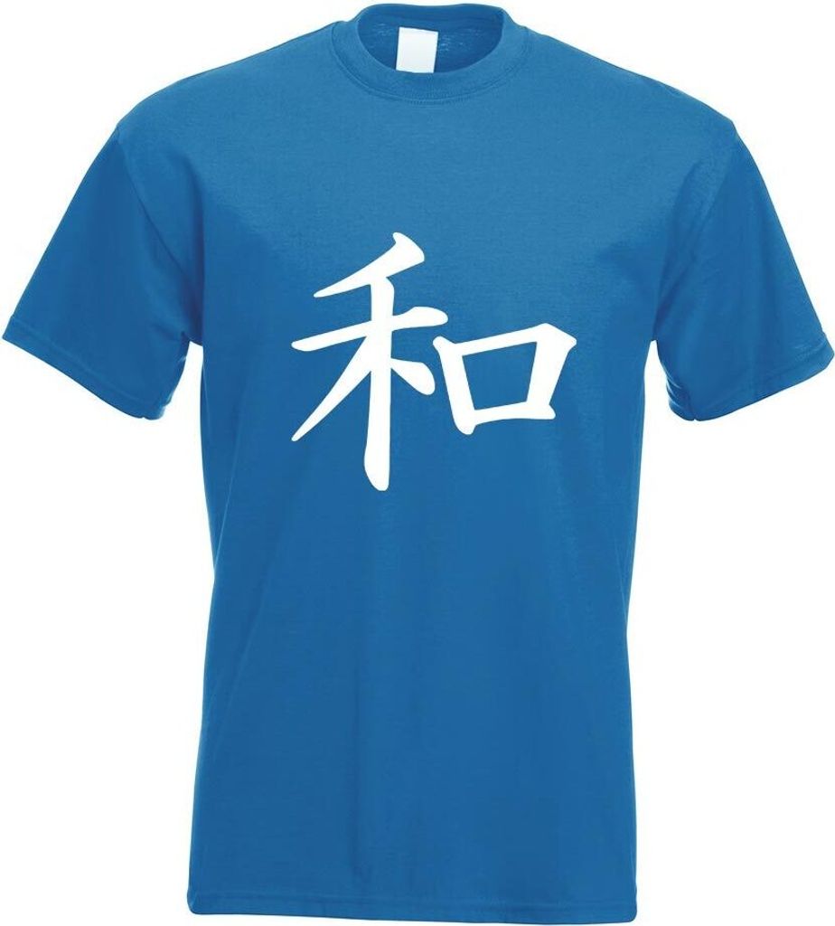 Kiwistar - T-Shirt - royal - Frieden und Harmonie - Kanji Motiv Bedruckt Funshirt Design Print - mit Motiv Bedruckt - Funshirt Design - Sport - Fre...