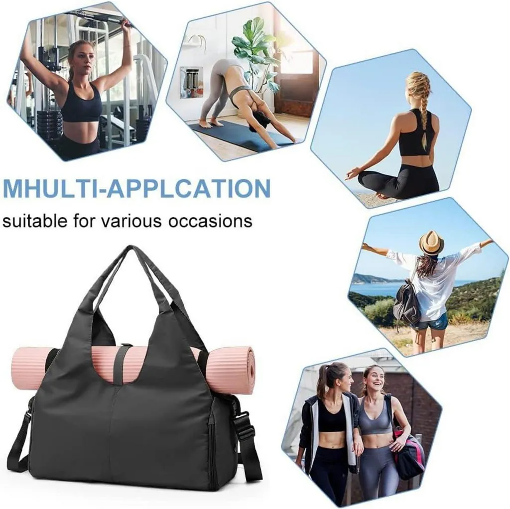 Sac de yoga et gym multifonction imperméable avec rangement humide noir - 6