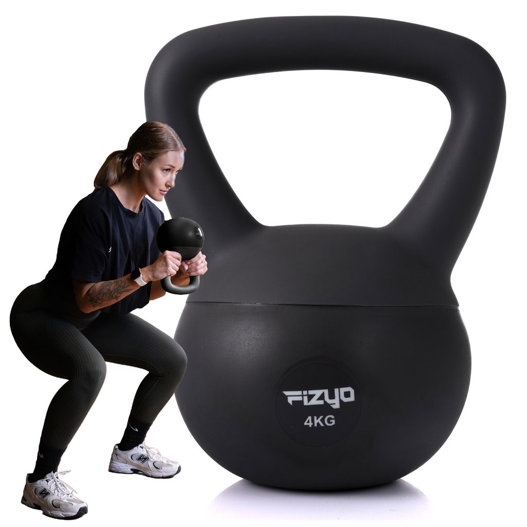 FIZYO Soft Kettlebell – Gefüllt mit Eisensand, rutschfester Griff, bodenschonend, Hantel für Fitness, Gewichtheben und Krafttraining, Schwarz, ...