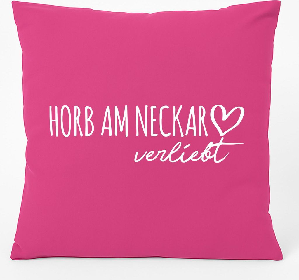 Huuraa Kissen Horb am Neckar verliebt 40x40cm mit Füllung Fuchsia Baumwolle Dekokissen Geschenkidee