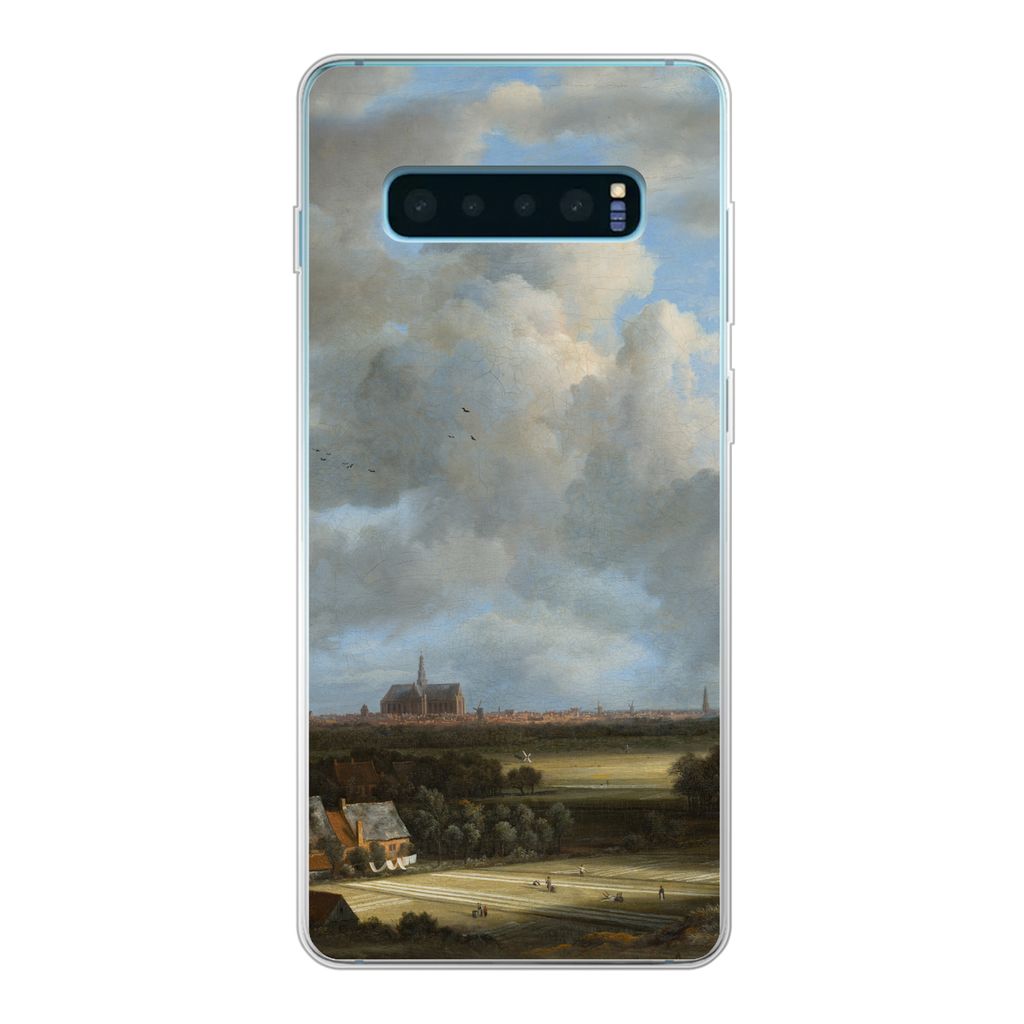 MuchoWow Handyhülle Schutzhülle Hülle für Samsung Galaxy S10 Plus Ansicht von Haarlem mit Tribüne - Gemälde von Jacob van Ruisdael Silikon ...