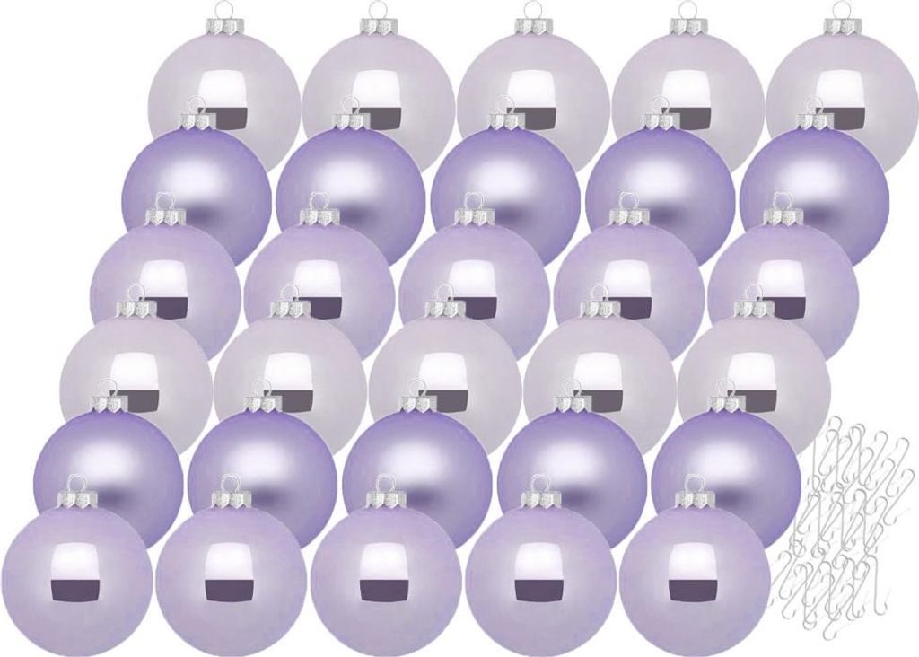Weihnachtskugeln Dreamy Lilac 30 Stk 6cm + Haken
