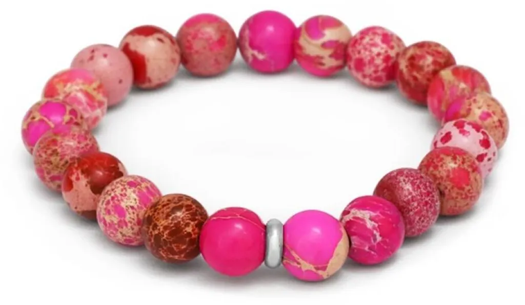 Bracelet élastique en régalite rose MINK167/17 - Confort sans irritation