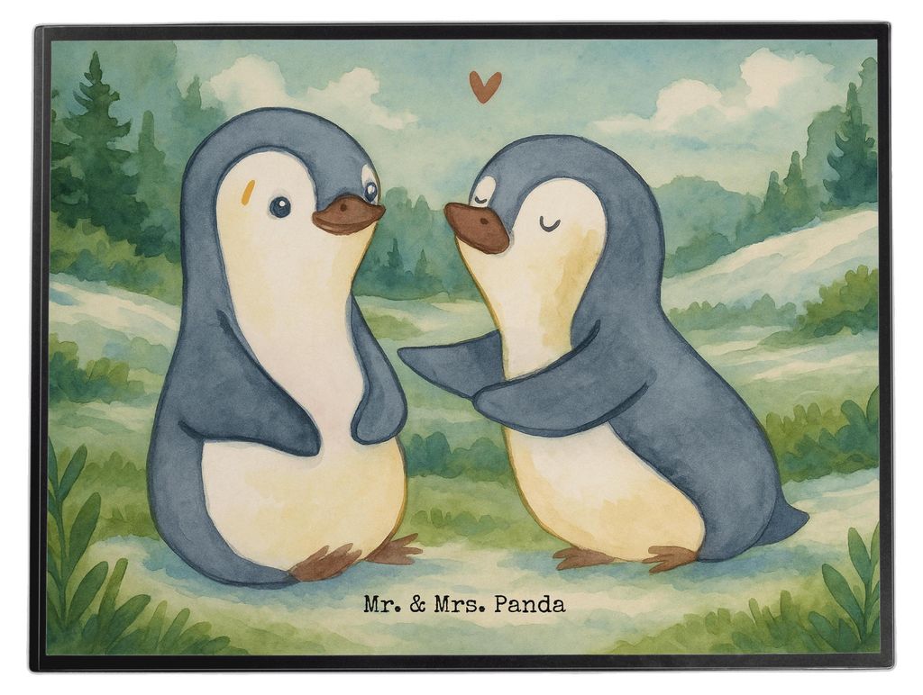 Mr. & Mrs. Panda malunterlage Pinguine trösten Design - Weiß - Geschenk, Hochzeitstag, für Frauen, Partner, schreibtischunterlage, Jahrestag, ma...