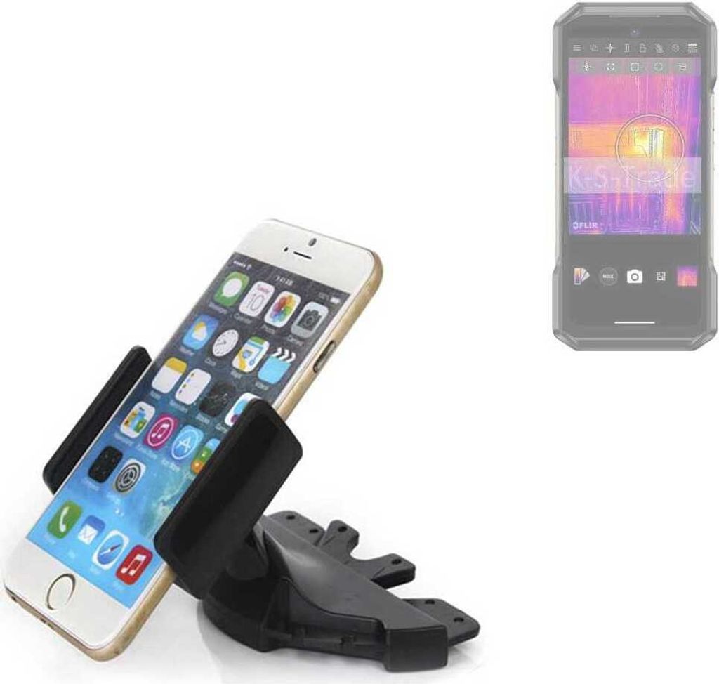 K-S-Trade CD Schlitz Halterung kompatibel mit Ulefone Armor 27T Pro 4G Autohalterung KFZ-Halter Radio Handy Halterung 360° drehbar schwarz