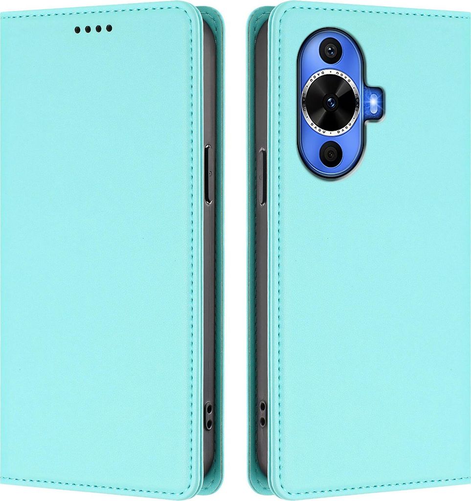 Handyhülle für Huawei Nova 12S, Kunstleder Klapphülle Stoßfeste Magnetische Hülle mit Ständer Türkis
