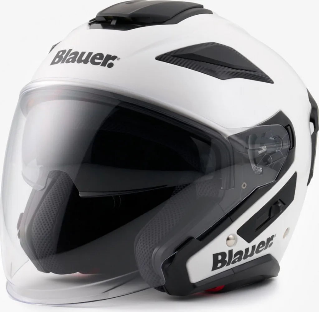 Casque jet urbain bleu et blanc JJ-01 pour trajets quotidiens en ville