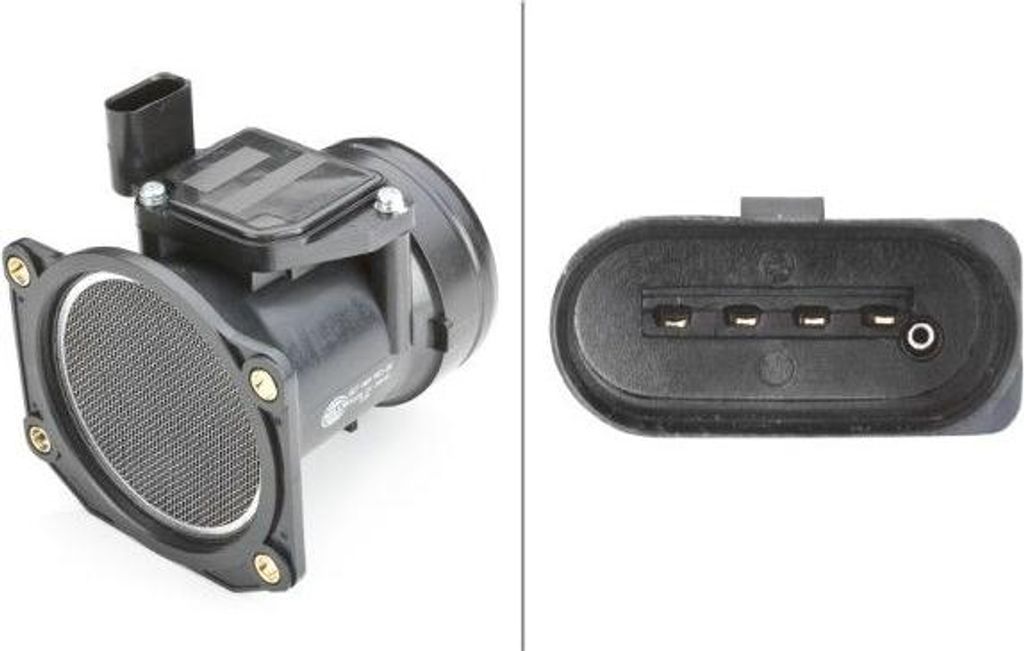 HELLA 8ET 009 142-261 Luftmengenmesser OE 06A906461B kompatibel mit A3 8L, A4 8D, A4 8E, Q5, Exeo, Leon, Toledo, Octavia, Superb, Bora, Golf IV, Ne...