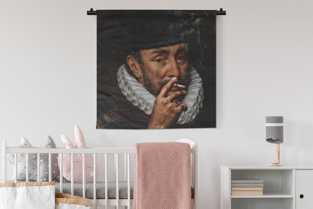 MuchoWow Wandteppich Wandbehang Wilhelm von Oranien - Adriaen Thomasz - Hut 90x90 cm Tapisserie Dekoration Wandtuch - Wandaufhänger
