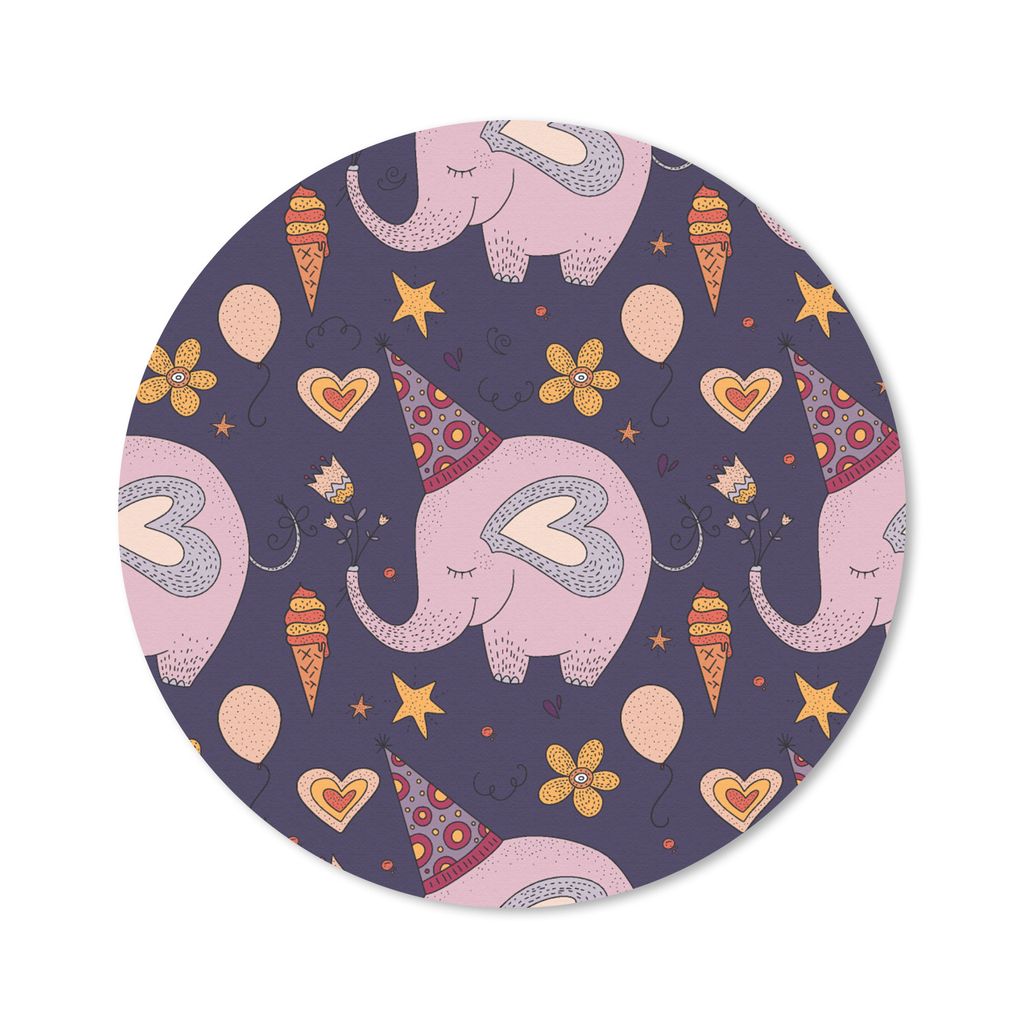 MuchoWow Mauspad Mousepad Geburtstag - Elefant - Muster 20x20 cm - Mousepads - Maus Mat - Pad - Mausunterlage - Schreibtischmatte