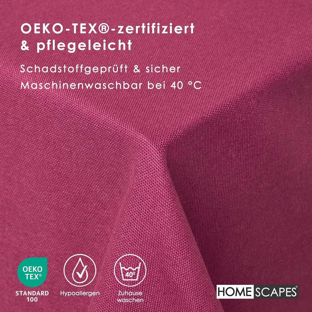 Tovaglia Cotone Homescapes Rosso Vino 137x228 - Ideale per Famiglia - 7