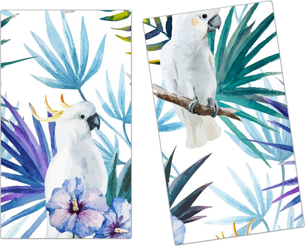Spritzschutz Herdabdeckplatte Schneidebrett aus Glas Aquarell Muster 2-Teilig (60x52cm)