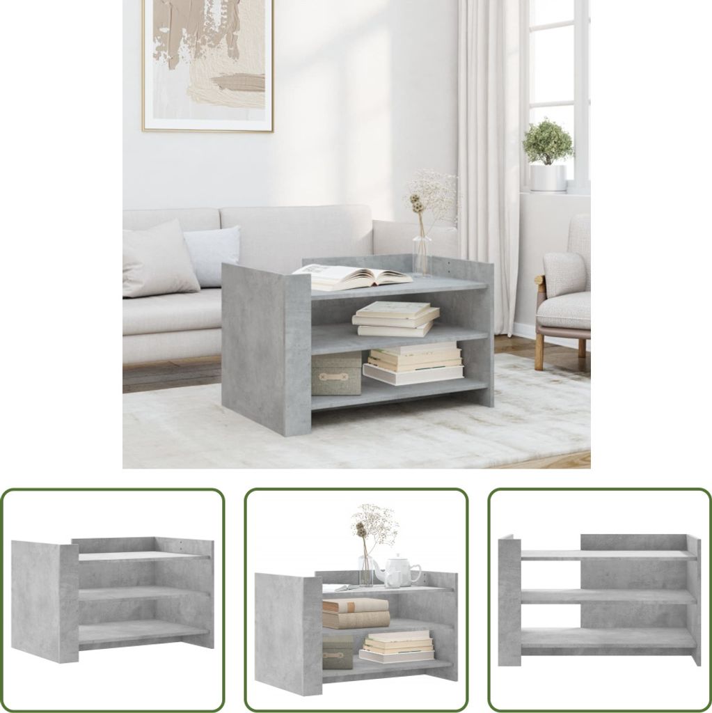 The Living Store Couchtisch Betongrau 80x50x50 cm Holzwerkstoff