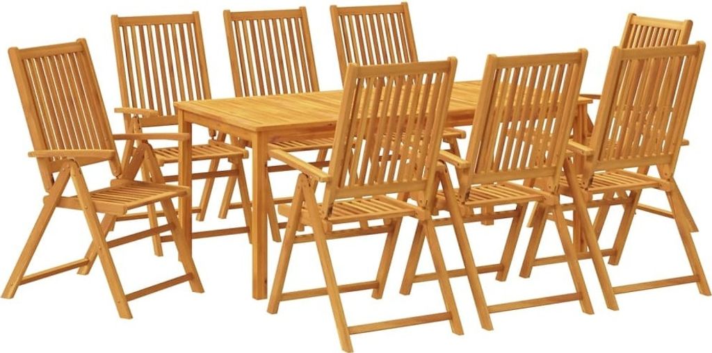 9-tlg. Garten-Essgruppe 180x90x75 cm Massivholz Akazie