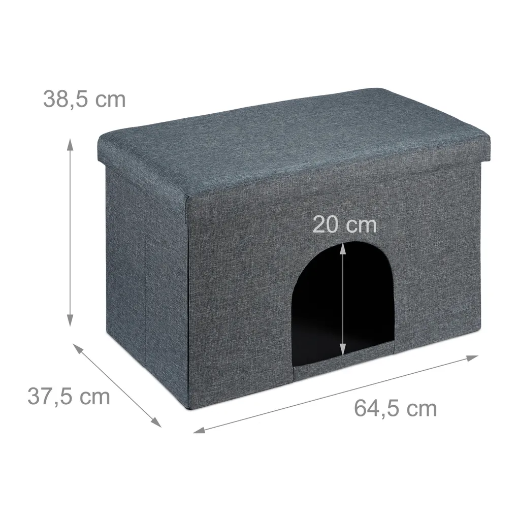 Cachot pour chat gris avec siège Relaxdays - Idéal pour petit salon - 4