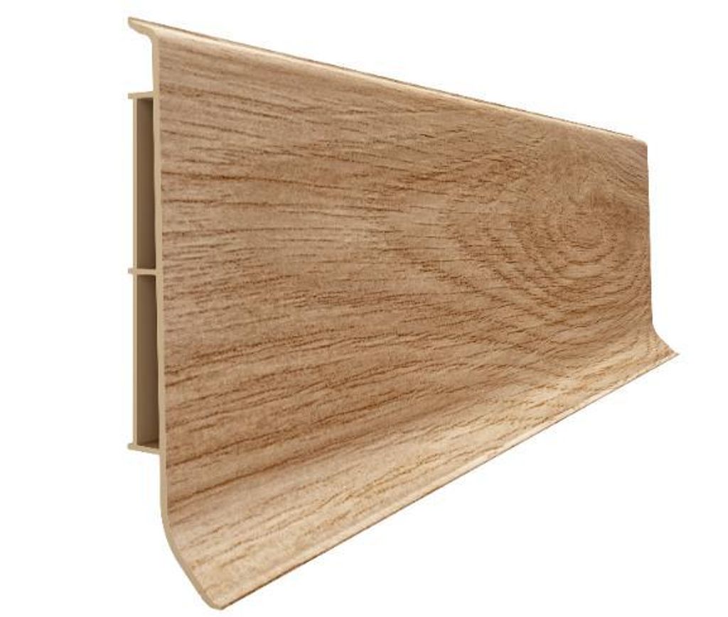 VILO PVC Sockelleiste 2m - Wasserfeste Fußleiste mit Kabelkanal - Stoßfest - Einfache Montage - Canberra-Eiche