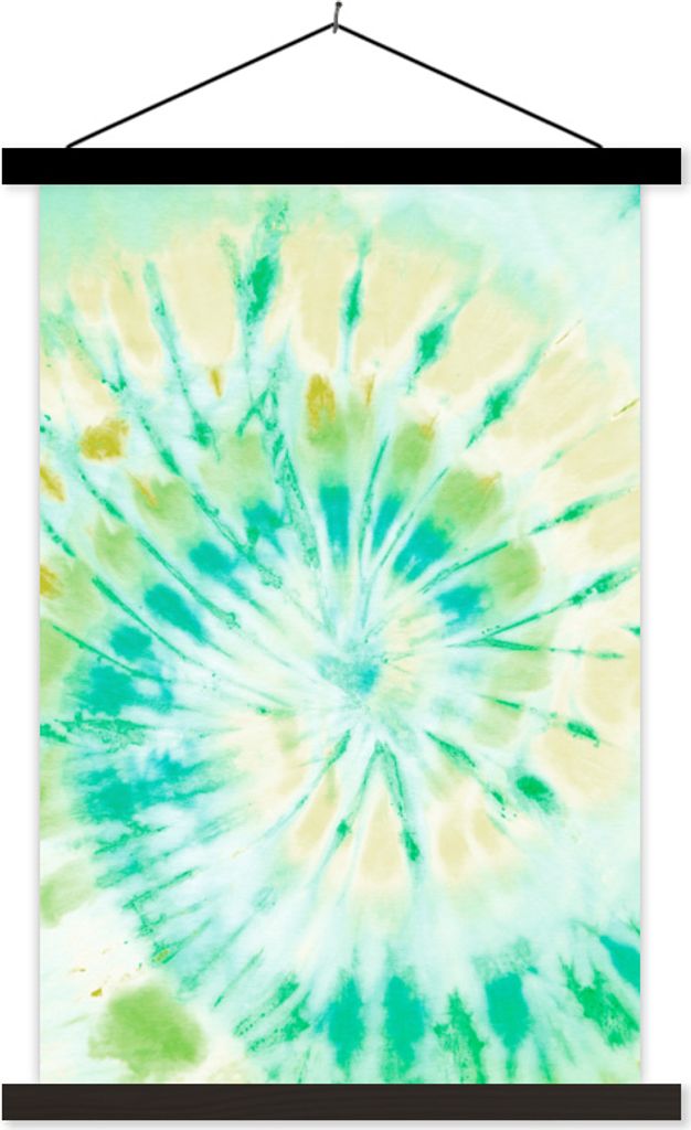 MuchoWow Textilposter Krawattenfärbung - Grün - Spirale 40x60 cm mit schwarzem Rahmen - Wanddekorationen