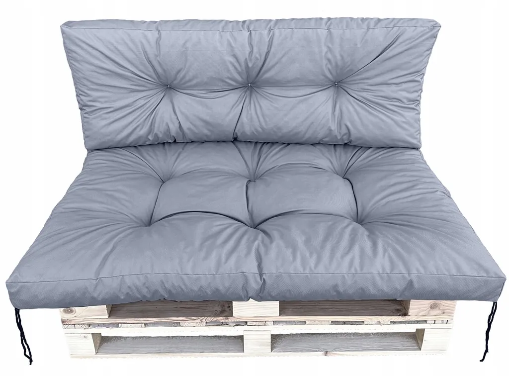 Coussin pour canapé palette 120 x 80 cm imperméable gris avec dossier
