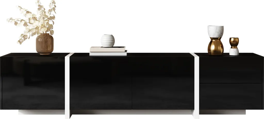 Meuble TV Fortuna Lai pour Organiser votre Salon avec Style et LED Noir