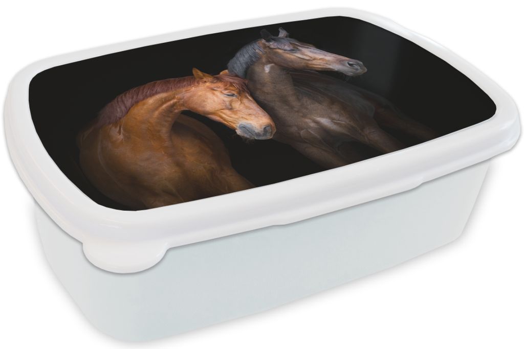 KitchenYeah Lunchbox Brotzeit Brotdose 17x11 cm Pferde - Tiere - Porträt - Braun Kinder Brotzeitdose - Lunch Box - Kinder - Sandwich-Box - Schul...