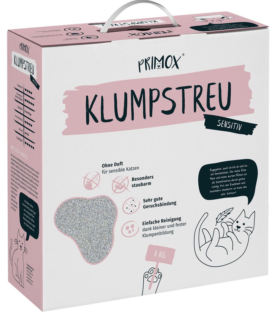 Katzenstreu PRIMOX Sensitiv klumpend, ohne Duft 8 kg Produktbild 